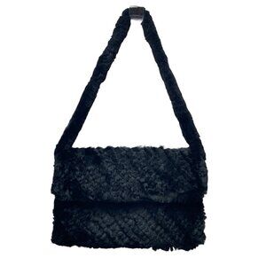 TRILOGY COLLECTIONS Handbag Black Real Fur Evening Shoulder Bag Womens Purse